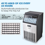 NNEDSZ POLYCOOL Commercial Ice Maker Machine, up to 45kg/24hr, Stainless Steel, Undercounter, Freestanding