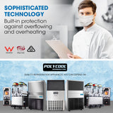 NNEDSZ POLYCOOL Commercial Ice Maker Machine, up to 45kg/24hr, Stainless Steel, Undercounter, Freestanding