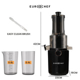 NNEDSZ EUROCHEF Cold Press Slow Juicer Machine, Large Chute, 200W, Charcoal Grey