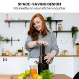 NNEDSZ EUROCHEF Cold Press Slow Juicer Machine, Large Chute, 200W, Charcoal Grey