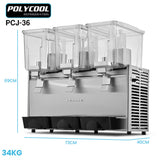 NNEDSZ POLYCOOL 36L Commercial Triple Tank Refrigerated Juice Dispenser, Quality Donper Compressor, Beverage, Drink, for Restaurants, Cafes