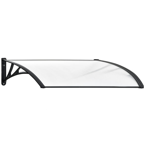NNEDSZ SHADE SHIELD 1x1m Aluminium Exterior Awning, Black DIY External UV Rain Protection Clear Polycarbonate Canopy Cover