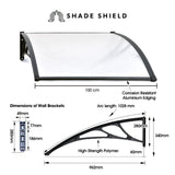NNEDSZ SHADE SHIELD 1x1m Aluminium Exterior Awning, Black DIY External UV Rain Protection Clear Polycarbonate Canopy Cover