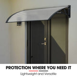 NNEDSZ SHADE SHIELD 1x1m Aluminium Exterior Awning, Black DIY External UV Rain Protection Clear Polycarbonate Canopy Cover