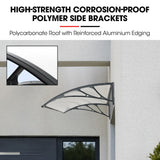 NNEDSZ SHADE SHIELD 1x1m Aluminium Exterior Awning, Black DIY External UV Rain Protection Clear Polycarbonate Canopy Cover