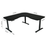 NNEDSZ FORTIA Corner Standing Desk, 1730W x 1730W x 750D, 3 Motors, 120kg Load, Sit to Stand Up Electric Height Adjustable, Black/Black Frame