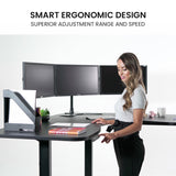 NNEDSZ FORTIA Corner Standing Desk, 1730W x 1730W x 750D, 3 Motors, 120kg Load, Sit to Stand Up Electric Height Adjustable, Black/Black Frame