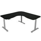NNEDSZ Fortia Corner Standing Desk, 1730W x 1730W x 750D, 3 Motors, 120kg Load, Sit to Stand Up Electric Height Adjustable, Black/Silver Frame