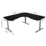 NNEDSZ Fortia Corner Standing Desk, 1730W x 1730W x 750D, 3 Motors, 120kg Load, Sit to Stand Up Electric Height Adjustable, Black/Silver Frame