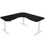 NNEDSZ Fortia Corner Standing Desk, 1730W x 1730W x 750D, 3 Motors, 120kg Load, Sit to Stand Up Electric Height Adjustable, Black/White Frame