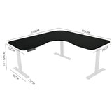 NNEDSZ Fortia Corner Standing Desk, 1730W x 1730W x 750D, 3 Motors, 120kg Load, Sit to Stand Up Electric Height Adjustable, Black/White Frame