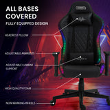 NNEDSZ Overdrive Gaming Chair, with Bluetooth Speakers, RGB LED Lights, Reclining Game Armchair, Black