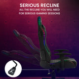 NNEDSZ Overdrive Gaming Chair, with Bluetooth Speakers, RGB LED Lights, Reclining Game Armchair, Black