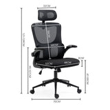 NNEDSZ FORTIA Ergonomic Office Desk Chair, Lumbar Support, Mesh Fabric, Adjustable Headrest, Retractable Armrests, Black