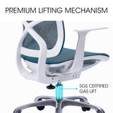 NNEDSZ FORTIA Ergonomic Office Desk Chair, Coolmesh Fabric, Adjustable Recline, Blue Mesh/White Frame