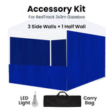 NNEDSZ RED TRACK Accessory Pack for 3x3m Navy Blue Gazebo, includes Walls, Carry Bag, Rechargeable USB Lamp