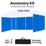 NNEDSZ RED TRACK Accessory Pack for 6x3m Blue Gazebo, includes Walls, Wheeled Carry Bag, Rechargeable USB Lamp