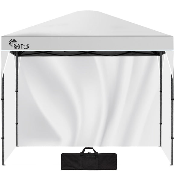 NNEDSZ RED TRACK 3.6x2.2m Ultra Compact Folding Gazebo, Walls, Carry bag, Portable Outdoor Popup Marquee for Camping Beach, White