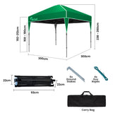 NNEDSZ RED TRACK 3x3m Ultra Compact Folding Gazebo, Carry bag, Portable Outdoor Popup Marquee for Camping Beach, Green