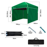 NNEDSZ RED TRACK 3x3m Ultra Compact Folding Gazebo, Walls, Carry bag, Portable Outdoor Popup Marquee for Camping Beach, Green