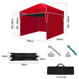 NNEDSZ RED TRACK 3x3m Ultra Compact Folding Gazebo, Walls, Carry bag, Portable Outdoor Popup Marquee for Camping Beach, Red