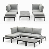 NNEDSZ FORTIA 4 pc Outdoor Furniture Setting, 4 Seater Lounge, Chairs and Side Tables, for Outdoors Garden Patio