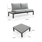 NNEDSZ FORTIA 4 pc Outdoor Furniture Setting, 4 Seater Lounge, Chairs and Side Tables, for Outdoors Garden Patio