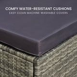 NNEDSZ LONDON RATTAN 4 Piece 3 Seater Modular Outdoor Lounge Setting incl. Coffee Table, Ottoman, Grey