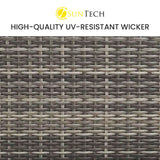 NNEDSZ LONDON RATTAN 4 Piece 3 Seater Modular Outdoor Lounge Setting incl. Coffee Table, Ottoman, Grey