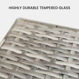 NNEDSZ LONDON RATTAN 4 Piece 3 Seater Modular Outdoor Lounge Setting incl. Coffee Table, Ottoman, Grey