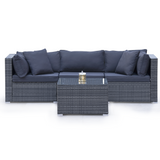 NNEDSZ LONDON RATTAN 4 Piece 3 Seater Modular Outdoor Lounge Setting incl. Coffee Table, Grey