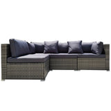 NNEDSZ LONDON RATTAN 4 Seater Modular Outdoor Lounge Sofa Setting, Grey