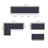 NNEDSZ LONDON RATTAN 4 Seater Modular Outdoor Lounge Sofa Setting, Grey
