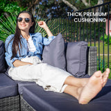 NNEDSZ LONDON RATTAN 4 Seater Modular Outdoor Lounge Setting with Coffee Table, Ottoman, Grey