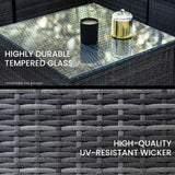 NNEDSZ LONDON RATTAN 4 Seater Modular Outdoor Lounge Setting with Coffee Table, Ottomans, Grey