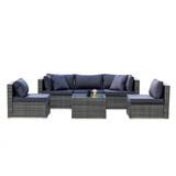 NNEDSZ LONDON RATTAN 5 Seater Modular Outdoor Lounge Setting with Coffee Table, Grey