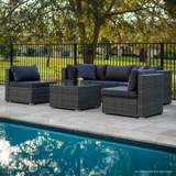 NNEDSZ LONDON RATTAN 5 Seater Modular Outdoor Lounge Setting with Coffee Table, Grey