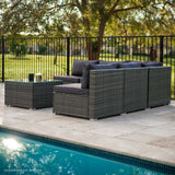 NNEDSZ LONDON RATTAN 5 Seater Modular Outdoor Setting Lounge with Coffee Table, Grey