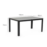 NNEDSZ FORTIA 150x90cm Outdoor Dining Table, Rectangular, Furniture for Outside