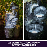 NNEDSZ PROTEGE Solar Powered Water Feature Fountain with Buckets Bird LED Lights