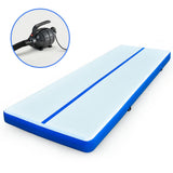 NNEDSZ 600x200x20cm Inflatable Air Track Mat Tumbling Gymnastics, Blue & White, with Electric Pump
