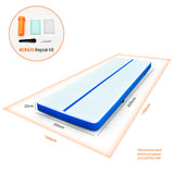 NNEDSZ 600x200x20cm Inflatable Air Track Mat Tumbling Gymnastics, Blue & White, with Electric Pump
