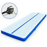 NNEDSZ 800x100x10cm Inflatable Air Track Mat Tumbling Gymnastics, Blue & White, with Electric Pump