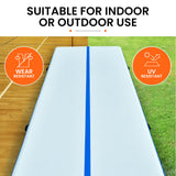 NNEDSZ 800x100x10cm Inflatable Air Track Mat Tumbling Gymnastics, Blue & White, with Electric Pump