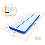 NNEDSZ 800x100x10cm Inflatable Air Track Mat Tumbling Gymnastics, Blue & White, with Electric Pump