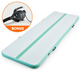 NNEDSZ 800x100x20cm Inflatable Air Track Mat Tumbling Gymnastics, Mint & Grey, with Electric Pump