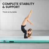 NNEDSZ 800x100x20cm Inflatable Air Track Mat Tumbling Gymnastics, Mint & Grey, with Electric Pump