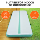 NNEDSZ 800x100x20cm Inflatable Air Track Mat Tumbling Gymnastics, Mint & Grey, with Electric Pump