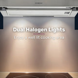 NNEDSZ EUROCHEF 60cm Slideout Stainless Steel Rangehood, Quiet 2-Speed, 3-Layer Dishwashable Filters, Halogen Lights ESR60S