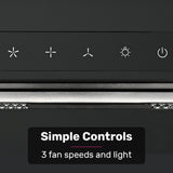 NNEDSZ EUROCHEF 60cm Undermount Rangehood Black, Quiet 3-Speed, 3-Layer Dishwashable Filter, LED Lights EUR60B